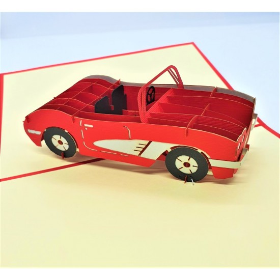 Handmade 3d Pop Up Card Red Sport Vintage Convertible Car,happy Birthday,father's Day,graduation,pass Driving Test,leaving,moving,boyfriend