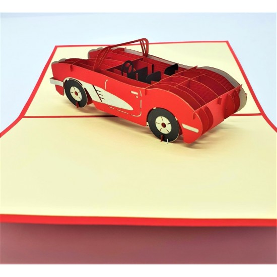 Handmade 3d Pop Up Card Red Sport Vintage Convertible Car,happy Birthday,father's Day,graduation,pass Driving Test,leaving,moving,boyfriend