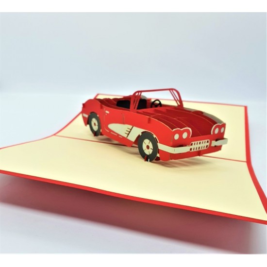 Handmade 3d Pop Up Card Red Sport Vintage Convertible Car,happy Birthday,father's Day,graduation,pass Driving Test,leaving,moving,boyfriend