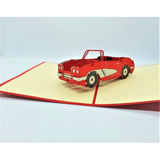 Handmade 3d Pop Up Card Red Sport Vintage Convertible Car,happy Birthday,father's Day,graduation,pass Driving Test,leaving,moving,boyfriend