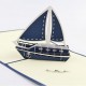 Handmade 3d Popup Card Blue Saling Boat Royal Navy Birthday Wedding Anniversary Graduation Valentines Christmas Ocean Fishing Anchor Holiday