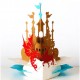 Handmade 3D Pop Up Card Saint George And Dragon Gold Castle Birthday St George Day Valentine's Day Blank Card