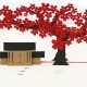 Handmade 3D Pop Up Card Red Sakura Cherry Blossom House Oriental Japan Birthday Wedding Anniversary Valentine's Day Father's Day New Home Housewarming