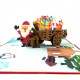 Handmade 3D Pop Up Xmas Card Happy Christmas Santa Claus Gift Cart Trolley Fox Bear Penguin Rabbit Tree Cottage Snowflakes Seasonal Greetings Decorations Ornaments Celebrations Card