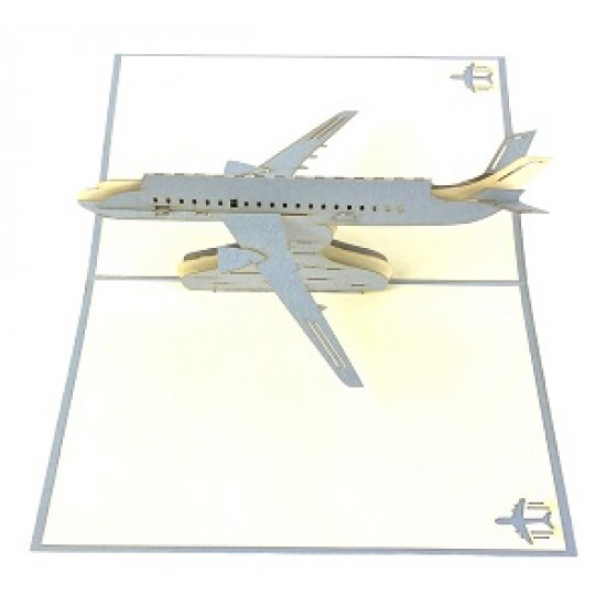 Handmade 3d Pop Up Birthday Card,silver Airplane,christmas,valentines,father's Day,graduation,wedding Anniversary Card