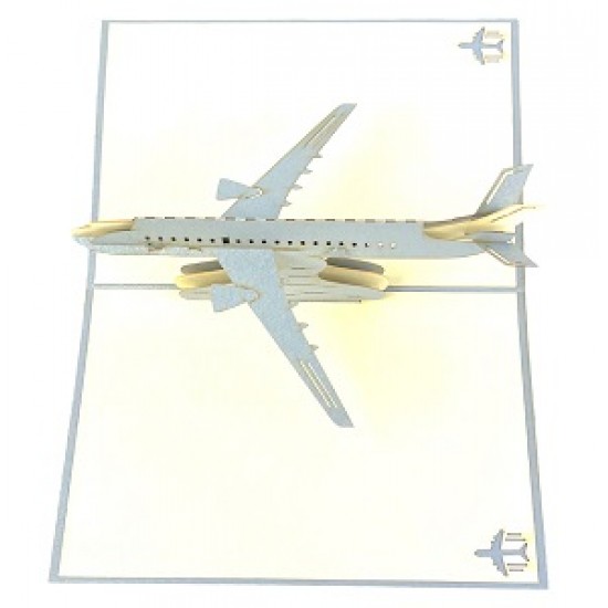 Handmade 3d Pop Up Birthday Card,silver Airplane,christmas,valentines,father's Day,graduation,wedding Anniversary Card