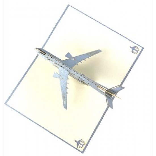 Handmade 3d Pop Up Birthday Card,silver Airplane,christmas,valentines,father's Day,graduation,wedding Anniversary Card