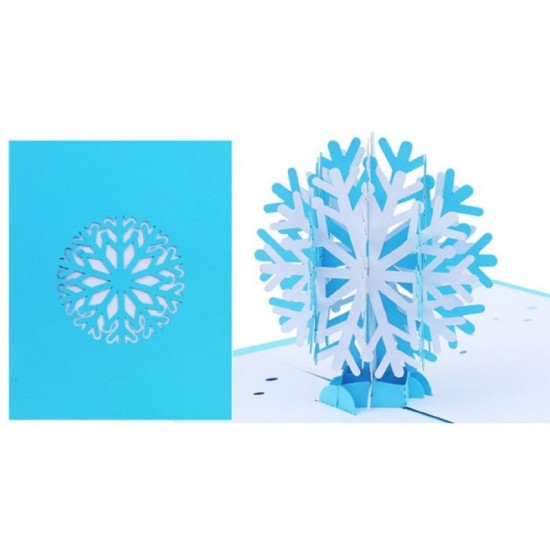 Handmade 3D Pop Up Christmas Card Blue White Snowflakes Greeting Card, Blank Card, Natural Pure Snow, Table Ornament,home Decoration,cottage