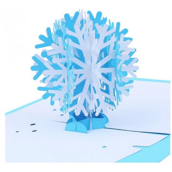 Handmade 3D Pop Up Christmas Card Blue White Snowflakes Greeting Card, Blank Card, Natural Pure Snow, Table Ornament,home Decoration,cottage