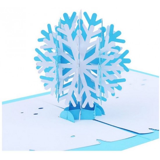 Handmade 3D Pop Up Christmas Card Blue White Snowflakes Greeting Card, Blank Card, Natural Pure Snow, Table Ornament,home Decoration,cottage