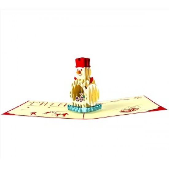 Handmade 3D Pop Up Xmas Card Happy Christmas Smile Snowman Ice City Seasonal Greetings Gift Ornaments Decorations Celebrations Card