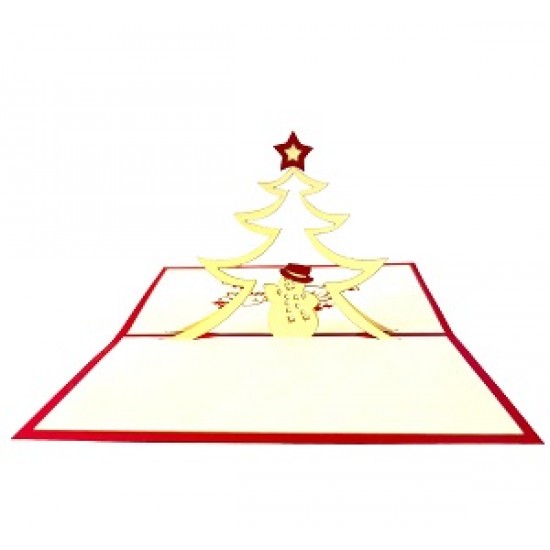 Handmade 3D Pop Up Christmas Card Merry Xmas Snowman Tree Star Seasonal Greetings Blank Celebrations Card