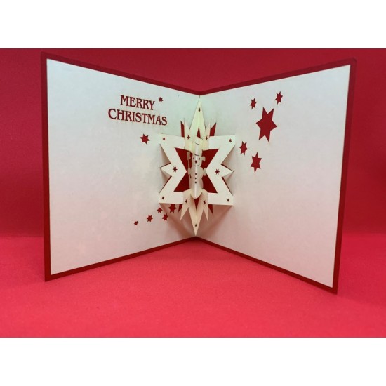 Handmade 3D Pop Up Christmas Xmas Card 12cm X12cm Merry Christmas Snowman Star David Papercraft Origami Kirigami Greeting Gift Friendship Love Family