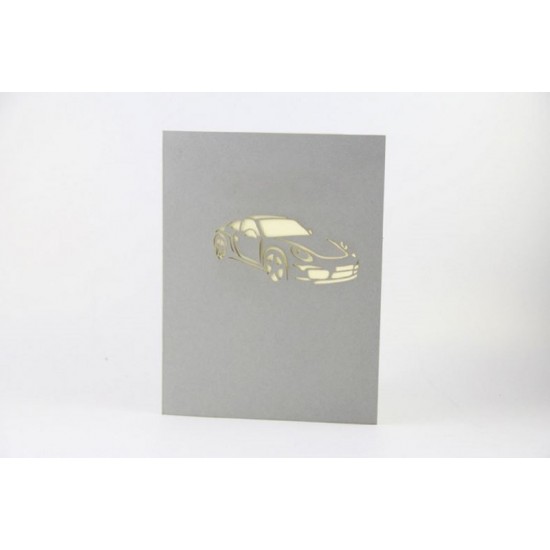 Handmade 3d Pop Up Card Prestige Grey Sport Car, New Car, Pass Driving Test, Christmas, New Year Party Invitation, Wedding Anniversary, Valentines Day, Father's Day, Mother' Day, Graduation, Retirement Greeting Card