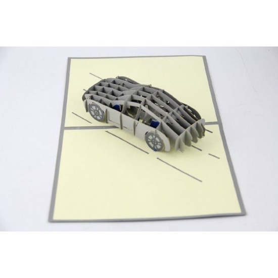 Handmade 3d Pop Up Card Prestige Grey Sport Car, New Car, Pass Driving Test, Christmas, New Year Party Invitation, Wedding Anniversary, Valentines Day, Father's Day, Mother' Day, Graduation, Retirement Greeting Card