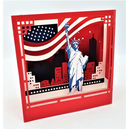 Handmade 4D Pop Up Card Status Of Liberty National Monument USA Birthday Wedding Anniversary Valentines Day Holiday Travel Tourist Gift Greetings