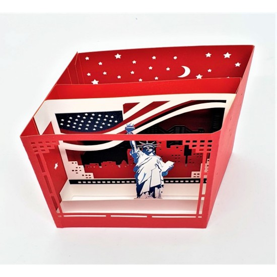 Handmade 4D Pop Up Card Status Of Liberty National Monument USA Birthday Wedding Anniversary Valentines Day Holiday Travel Tourist Gift Greetings