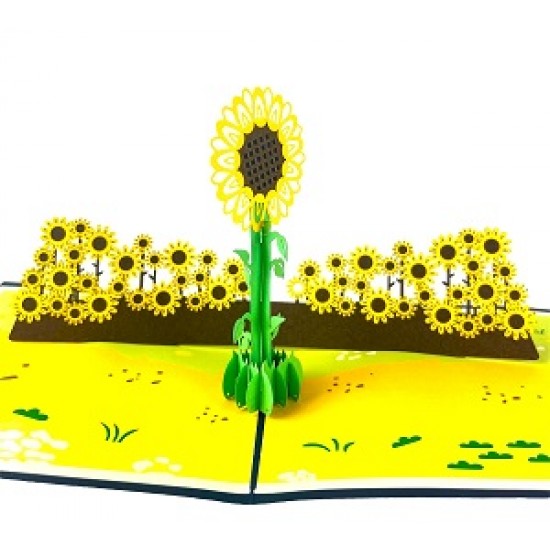 Handmade 3D Pop Up Card Summer Sunflower Birthday Wedding Anniversary Mother's Day Big Day Thank You Get Well Sympathy Pass Exam Housewarming Greetings