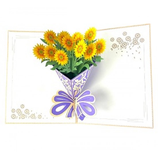 Handmade 3D pop up card sunflower banquet birthday mother's day Valentine's day wedding anniversary graduation engagement gift