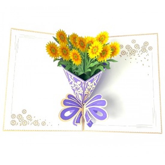 Handmade 3D pop up card sunflower banquet birthday mother's day Valentine's day wedding anniversary graduation engagement gift