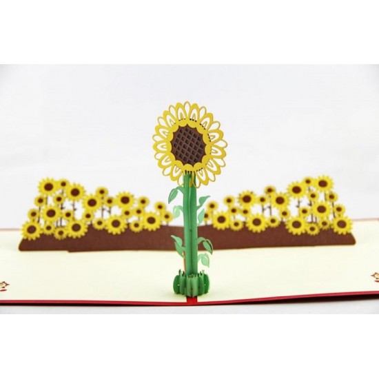 Handmade 3d Pop Up Card Yellow Summer Sunflower Farm Birthday,wedding Anniversary,valentine's Day,mother's Day,country Cottage Garden Gifts