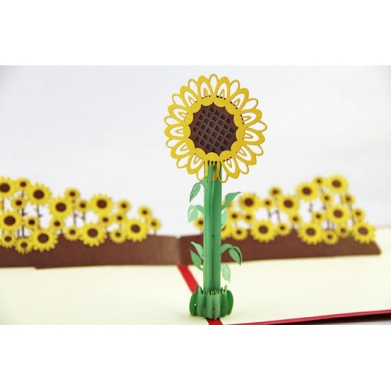 Handmade 3d Pop Up Card Yellow Summer Sunflower Farm Birthday,wedding Anniversary,valentine's Day,mother's Day,country Cottage Garden Gifts