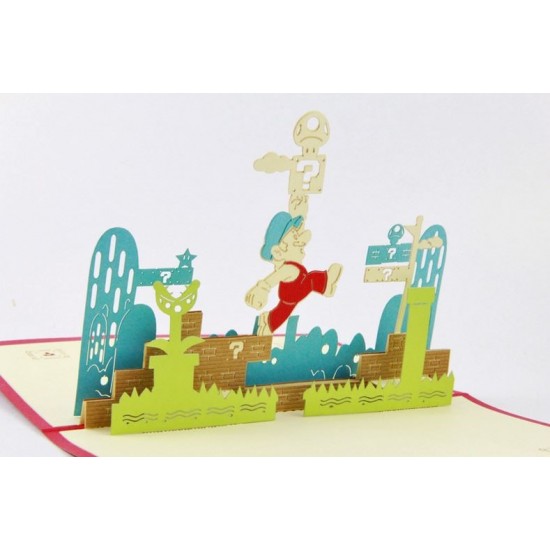 Handmade 3d Pop Up Greeting Card Birthday Christmas New Year Valentines Day Father's Day Mother's Day Kid Party Invitation Cartoon Pc Game Super Mario Brother Papercraft Gift