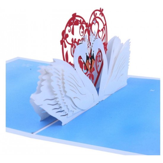 Handmade 3D Pop Up Card Swan Couple Valentines Day Wedding Anniversary Engagement Birthday Big Day Gift Swan Lover Couple Greeting Invitation