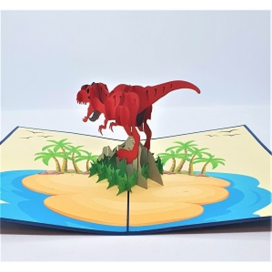 Handmade 3d Pop Up Card Jurassic T-rex Dinosaur Birthday,wedding Anniversary,valentine's Day,graduation,baby Shower,birth,celebration Greetings