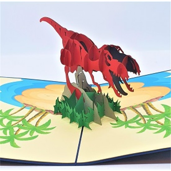 Handmade 3d Pop Up Card Jurassic T-rex Dinosaur Birthday,wedding Anniversary,valentine's Day,graduation,baby Shower,birth,celebration Greetings