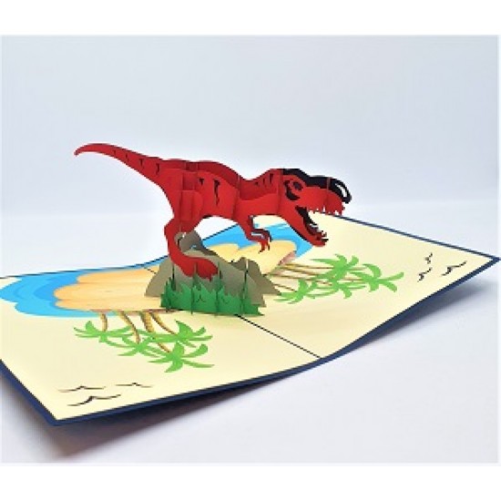 Handmade 3d Pop Up Card Jurassic T-rex Dinosaur Birthday,wedding Anniversary,valentine's Day,graduation,baby Shower,birth,celebration Greetings