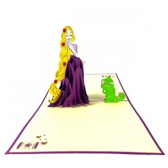 Handmade 3D Pop Up Card Tangled Princess Brothers Grimm Rapunzel Kid Child Birthday Party Invitation Wedding Anniversary Valentine's Day Bridal Shower Hen Party