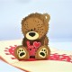 Handmade 3D Pop Up Card Love Teddy Bear Birthday Wedding Anniversary Valentine's Day Father's Day Baby Birth Born Party Invitation