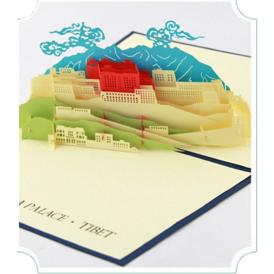 Handmade 3d Pop Up Popup Greeting Card The Potala Palace Birthday Christmas Wedding Anniversary Engagement Valentines Day New Year Eve Party Invitation Father's Day Mother's Day Baby Shower Gift