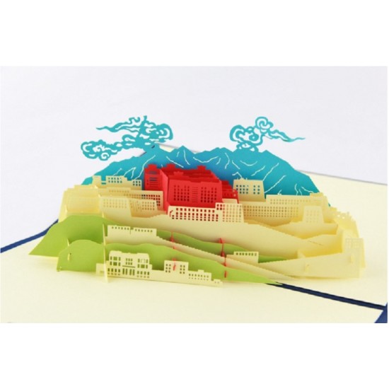 Handmade 3d Pop Up Popup Greeting Card The Potala Palace Birthday Christmas Wedding Anniversary Engagement Valentines Day New Year Eve Party Invitation Father's Day Mother's Day Baby Shower Gift