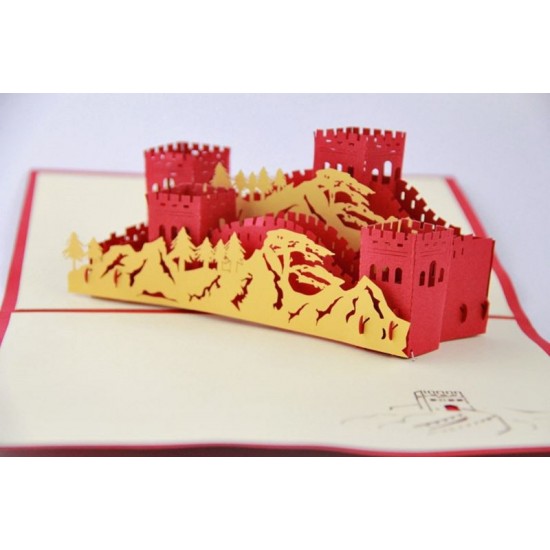 Handmade 3d Pop Up Card Birthday Great Wall Valentines Wedding Anniversary Holiday Housewarming Mountains Castle Army Antique Party New Home