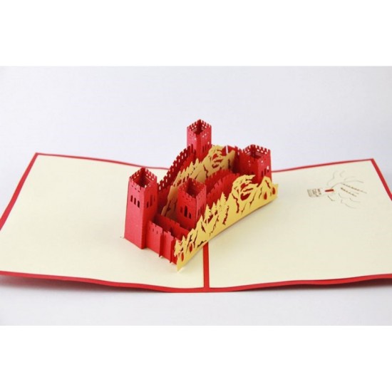 Handmade 3d Pop Up Card Birthday Great Wall Valentines Wedding Anniversary Holiday Housewarming Mountains Castle Army Antique Party New Home