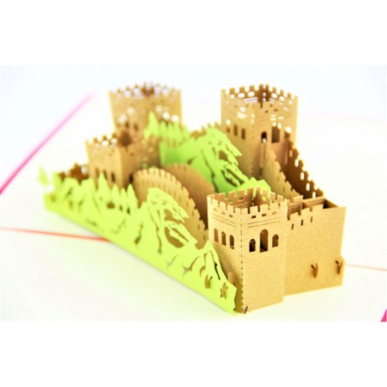 Handmade 3d Popup Pop Up Papercraft The Great Wall Birthday Card Xmas Christmas Card Greeting Card Brick Mountains Castle Qin Dynasty Terracotta Army Antique.