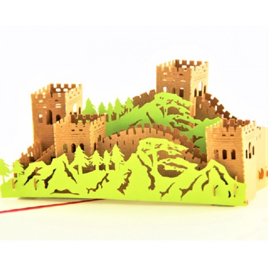 Handmade 3d Popup Pop Up Papercraft The Great Wall Birthday Card Xmas Christmas Card Greeting Card Brick Mountains Castle Qin Dynasty Terracotta Army Antique.