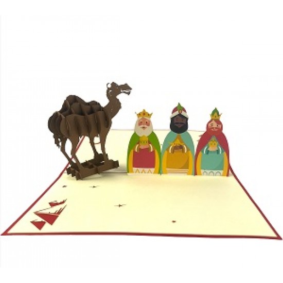 Handmade 3D Pop Up Xmas Card Happy Christmas Three Wise Men Kings Camel Nativity Greetings Xmas Gifts Ornament Decorations