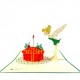 Handmade 3D Pop up Card Happy Birthday Tinkerbell Cake Candle Fairy Cartoon Kid Child Birthday Party Invitation