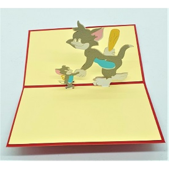 Handmade 3D pop up card Tom and Jerry birthday Valentine's day wedding anniversary father's day mother's day new baby birth engagement