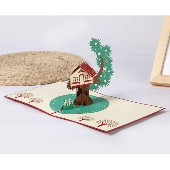 Handmade 3d Pop Up Greeting Card Tree House Family Birthday Card,wedding Anniversary,mother's Day,father's Day Moving Home Party Invitation