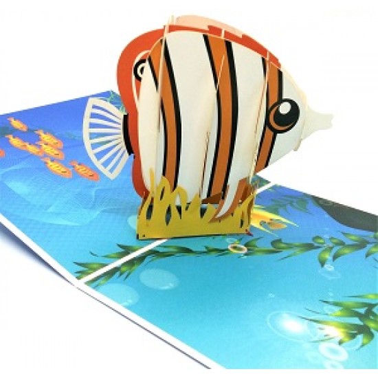 Handmade 3d Pop Up Birthday Card Tropical Fish Ocean Sea Love Wedding Anniversary Fathers Day Holiday Baby Birth Aqurium Housewarming Party