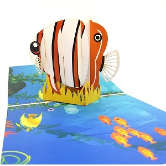 Handmade 3d Pop Up Birthday Card Tropical Fish Ocean Sea Love Wedding Anniversary Fathers Day Holiday Baby Birth Aqurium Housewarming Party