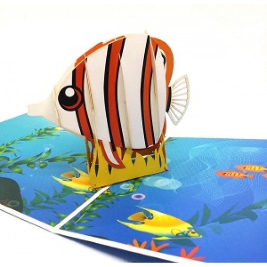 Handmade 3d Pop Up Birthday Card Tropical Fish Ocean Sea Love Wedding Anniversary Fathers Day Holiday Baby Birth Aqurium Housewarming Party