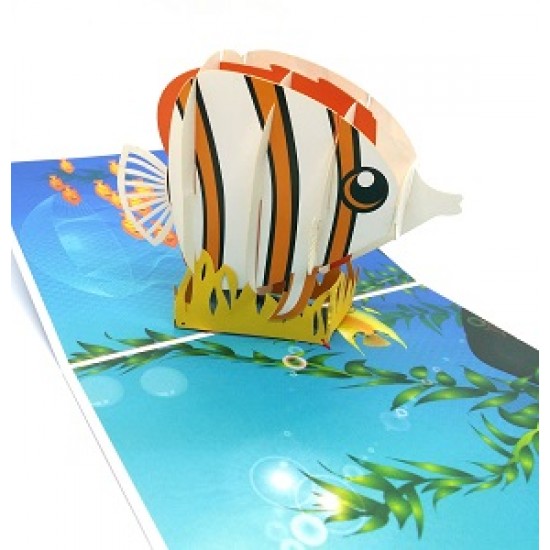 Handmade 3d Pop Up Birthday Card Tropical Fish Ocean Sea Love Wedding Anniversary Fathers Day Holiday Baby Birth Aqurium Housewarming Party