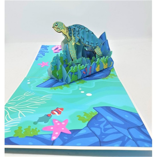 Handmade 3D Pop Up Card Turtle Sea Life Happy Birthday,wedding Anniversary,valentine's Day,father's Day,mother's Day,outdoor Invitations,greetings