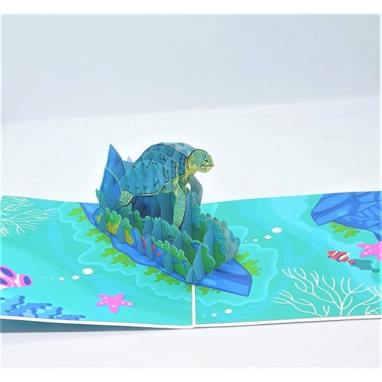 Handmade 3D Pop Up Card Turtle Sea Life Happy Birthday,wedding Anniversary,valentine's Day,father's Day,mother's Day,outdoor Invitations,greetings