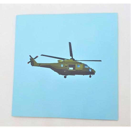 Handmade 3d Pop Up Card Helicopter Military Happy Birthday,wedding Anniversary,valentine's Day,pass Pilot Exam,air Force,graduation,father's Day,greetings